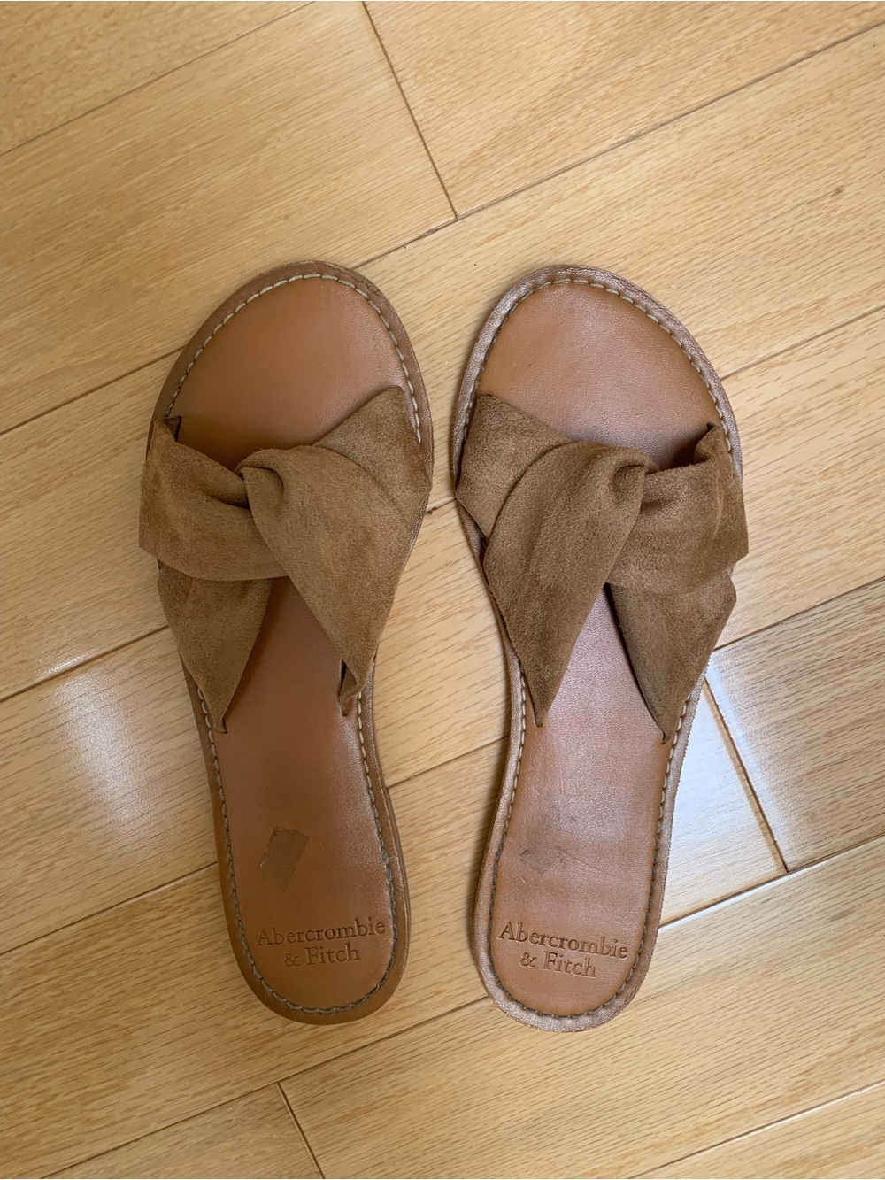 Abercrombie & Fitch Brown Knotted Suede Slide Sandals - Picture 2 of 3